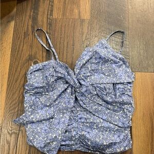 entro Lavender Blue Floral Twist Ruched Camisole